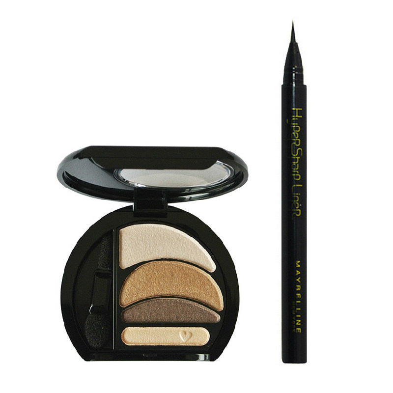 包邮美宝莲彩妆套装极细易画液体眼线笔+大开电眼眼影盘彩妆盘