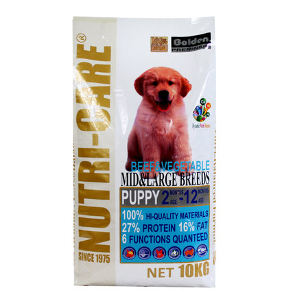 波奇网  金赏悦能中大型犬幼犬牛肉味天然粮10kg宠物狗粮16省包邮