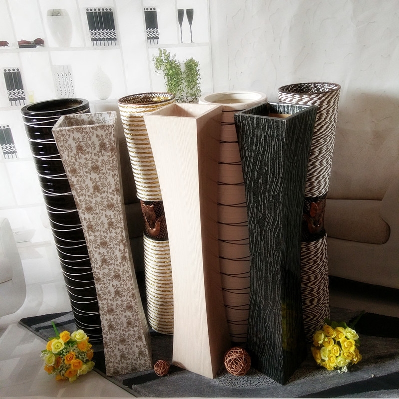 Eurostyle minimalist living-room floor flower arrangement simulation flower drying flower vine chic imitation ceramic wood vase swing piece home decoration
