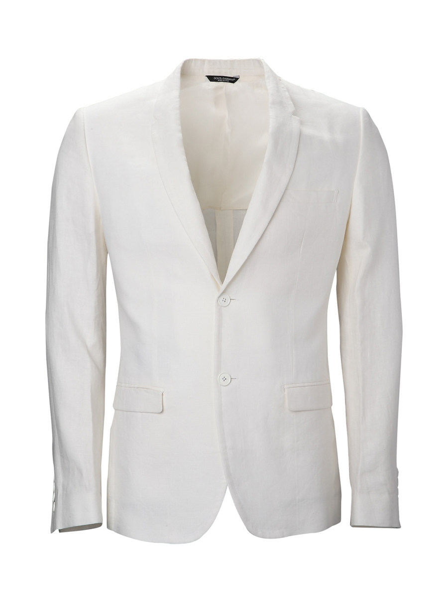 Dolce&Gabbana 白色翻驳领两粒扣饰修身西装