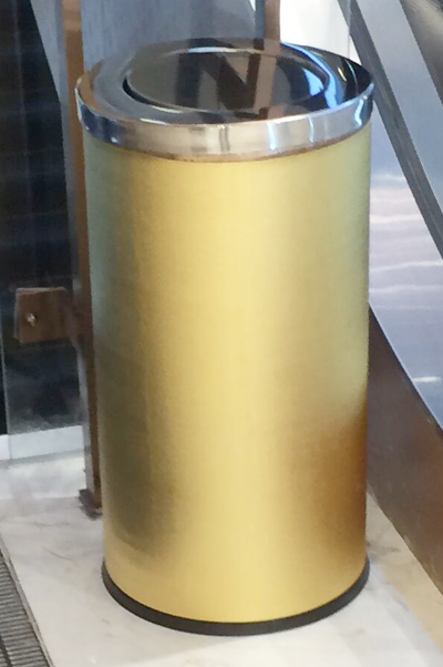 Port Style Bins Mall Stainless Steel Bins Wanda Square Round Trash Can Flip golden Box