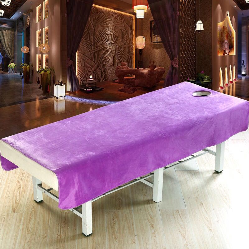 Mary short plush purple hole-opening bed Beauty salon with velvet SPA massage massage Coral velvet blanket