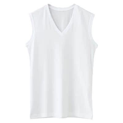 无印良品MUJI 男式 棉混纺天竺凉爽Ｖ领无袖衫