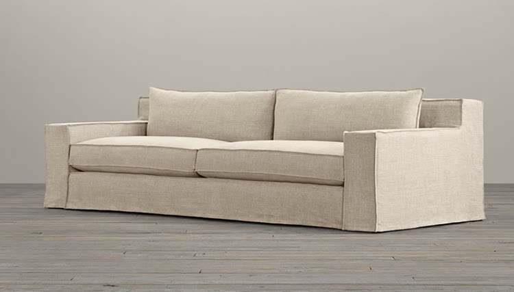 Custom-made American retro combination solid wood sofa double natural linen sofa chair high rebound sponge fabric sofa