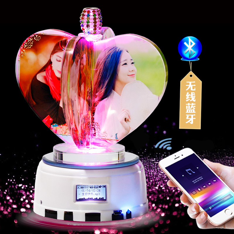 Crystal ball rotating bluetooth initial heart music box music box couple birthday gift girls diy custom send girls