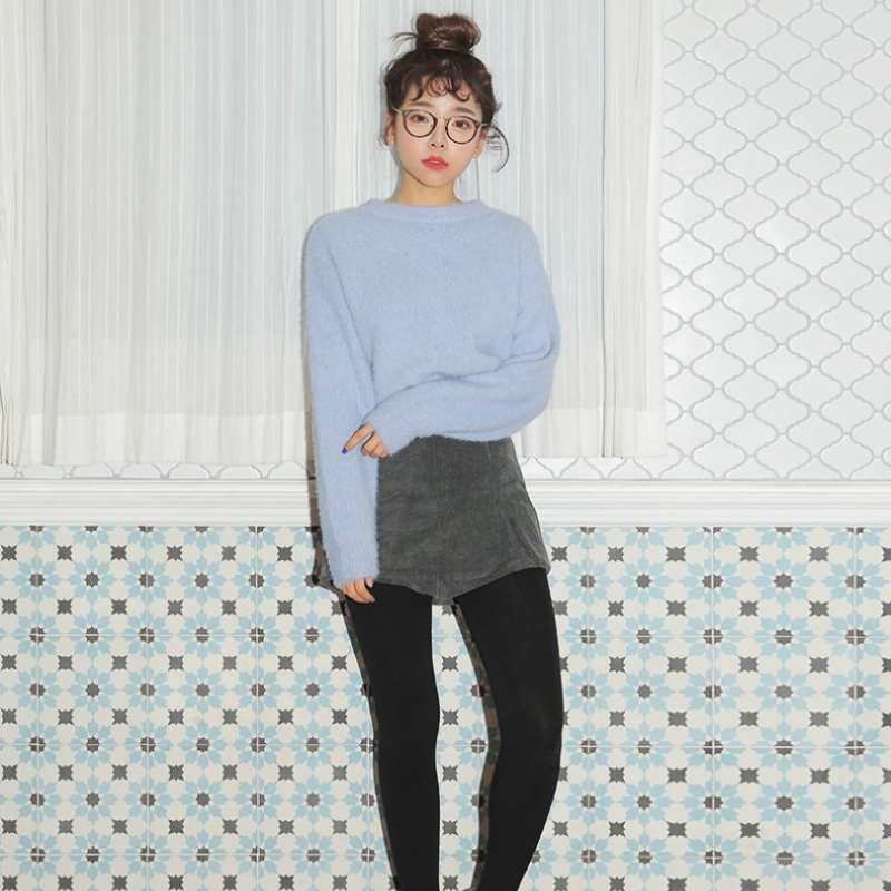 韩国stylenanda官方正品 时尚款纯色灯芯绒迷你裙裤-灰色
