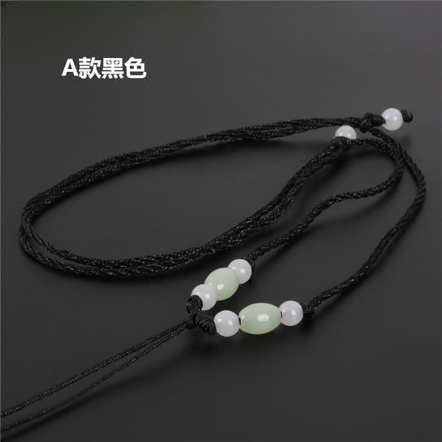 Men's and women's adjustable pendant red rope necklace hand-woven jade pendant safety buckle jade black red pendant lanyard