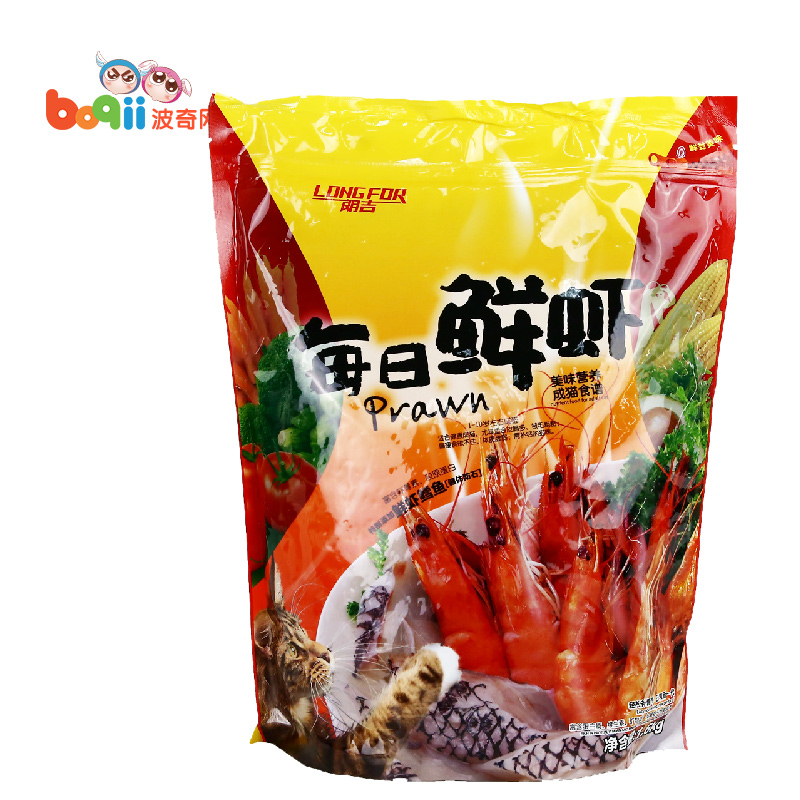 波奇网 宠物猫粮朗吉每日鲜虾成猫优质猫粮1.6kg 美毛成猫猫粮