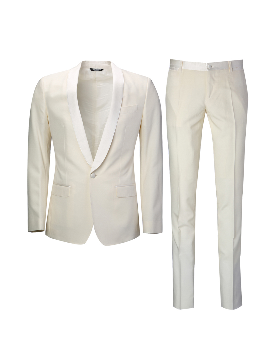 Dolce&Gabbana 白色拼接青果领一粒扣西服套装