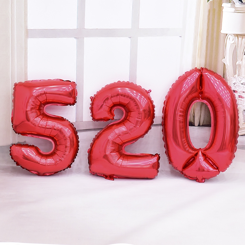 32 inch midsize red digital aluminum foil Balloon Watch White Big Digital Birthday Wedding Arrangement 520 Aluminum Film Digital