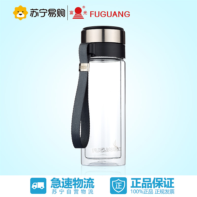 【苏宁易购】富光双层玻璃杯特价带滤网泡茶水杯耐热杯子透明带盖