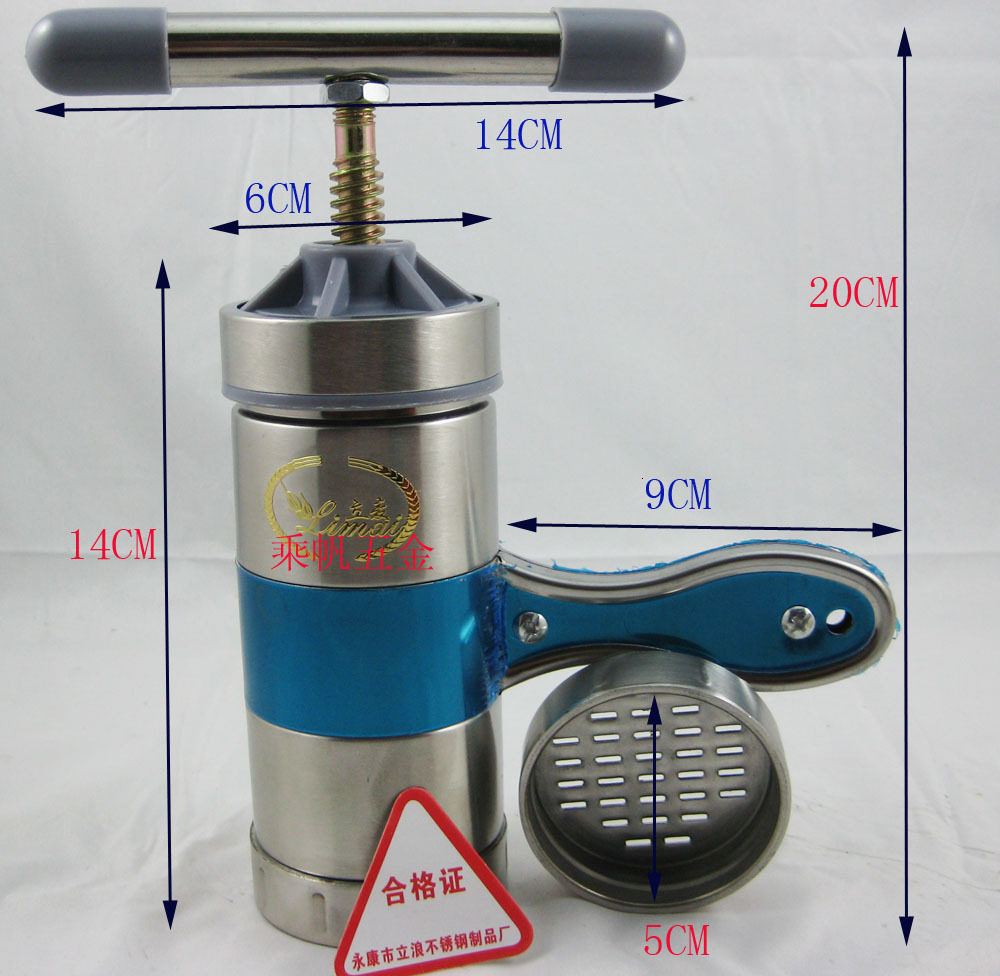 LM-20 Standing Wheat Household Manual Hand Shake Stainless Steel Noodle Machine Press Noodle Machine Noodle Bar Machine Small Branding Machine 2 Human Head Model