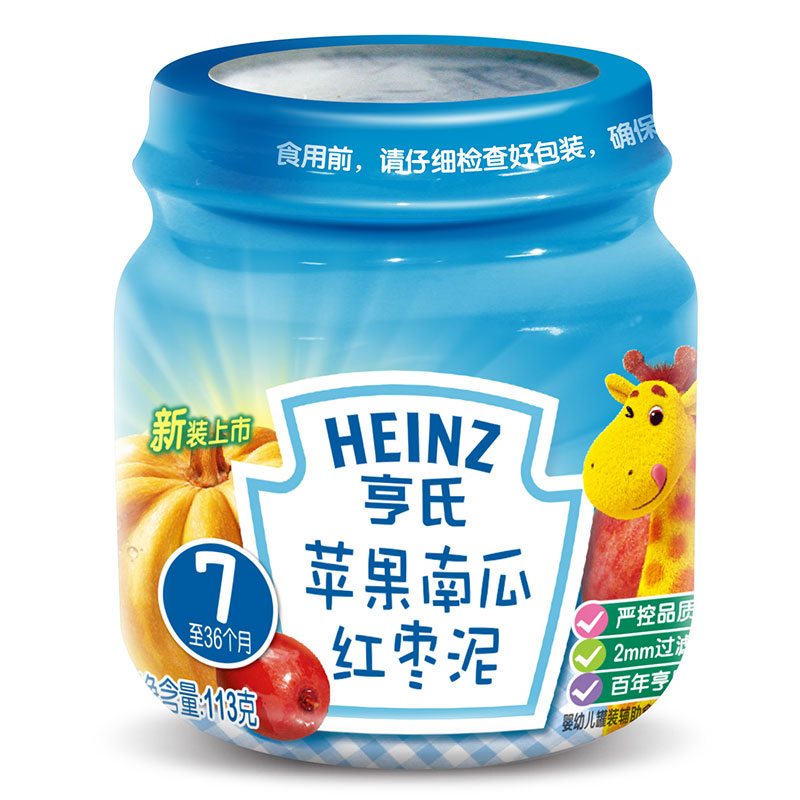 乐友孕婴童亨氏果泥婴儿 食品宝宝辅食混合泥南瓜苹果红枣 113g