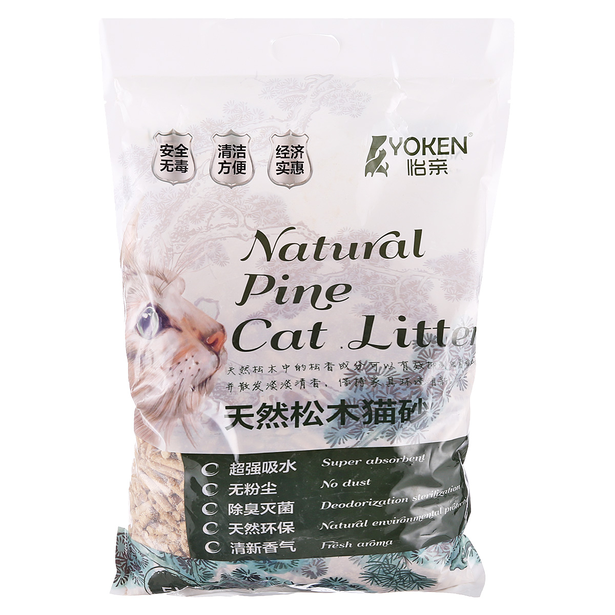 波奇网 宠物清洁用品怡亲天然松木猫砂5L抑菌除臭结团无粉尘猫砂