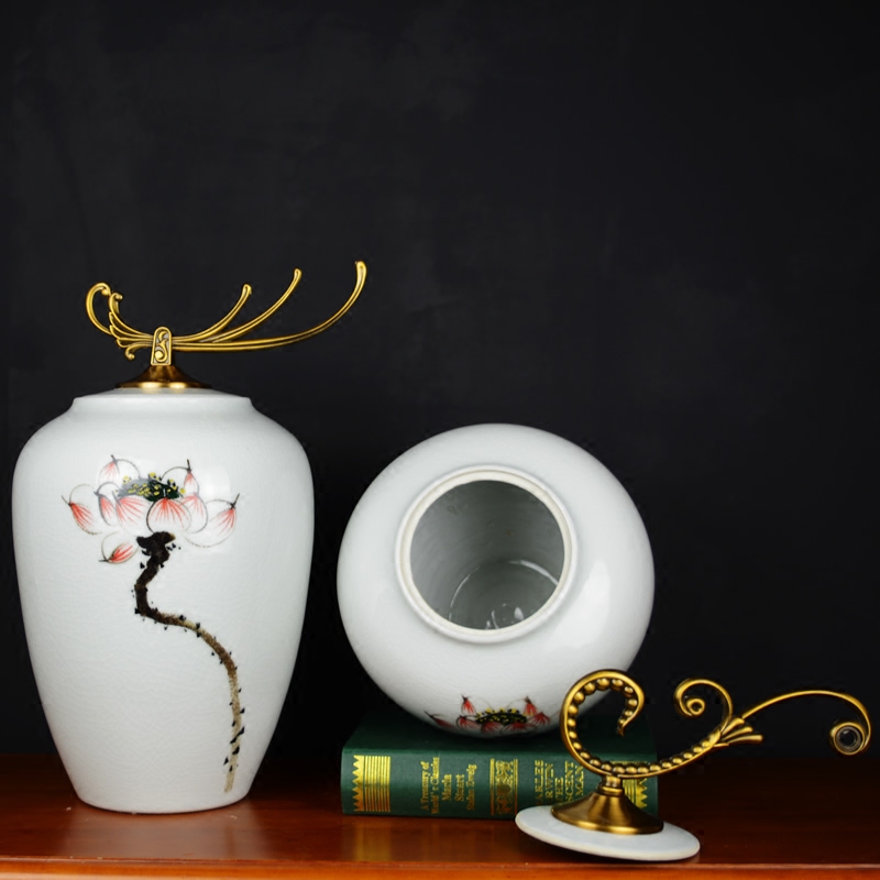 Jingdezhen ceramic pot Chinese hand - made lotus sitting room between example creative household soft adornment handicraft furnishing articles