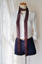 Mulberry silk spring summer and autumn new silk ultra-fine narrow silk scarf decoration small scarf female purple red polka dot neck scarf streamer