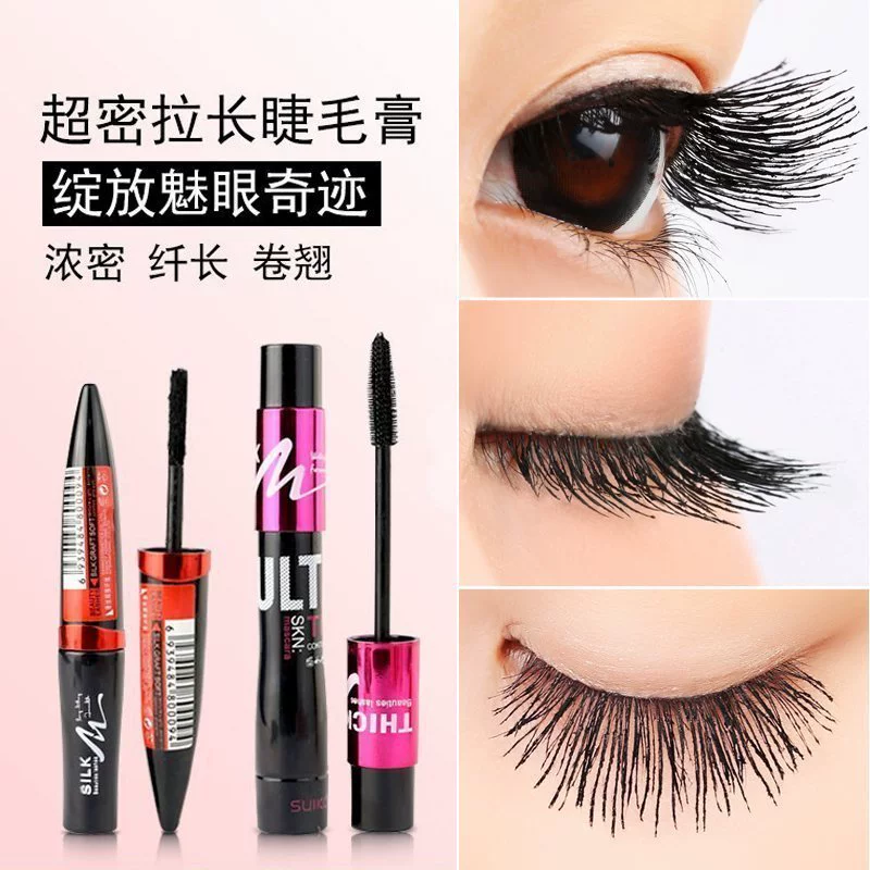 Hai loại kết hợp sợi ghép và kéo dài mascara dành cho nữ không thấm nước giúp làm cong và dày lâu dài, tự nhiên và lâu trôi mà không bị nở - Kem Mascara / Revitalash