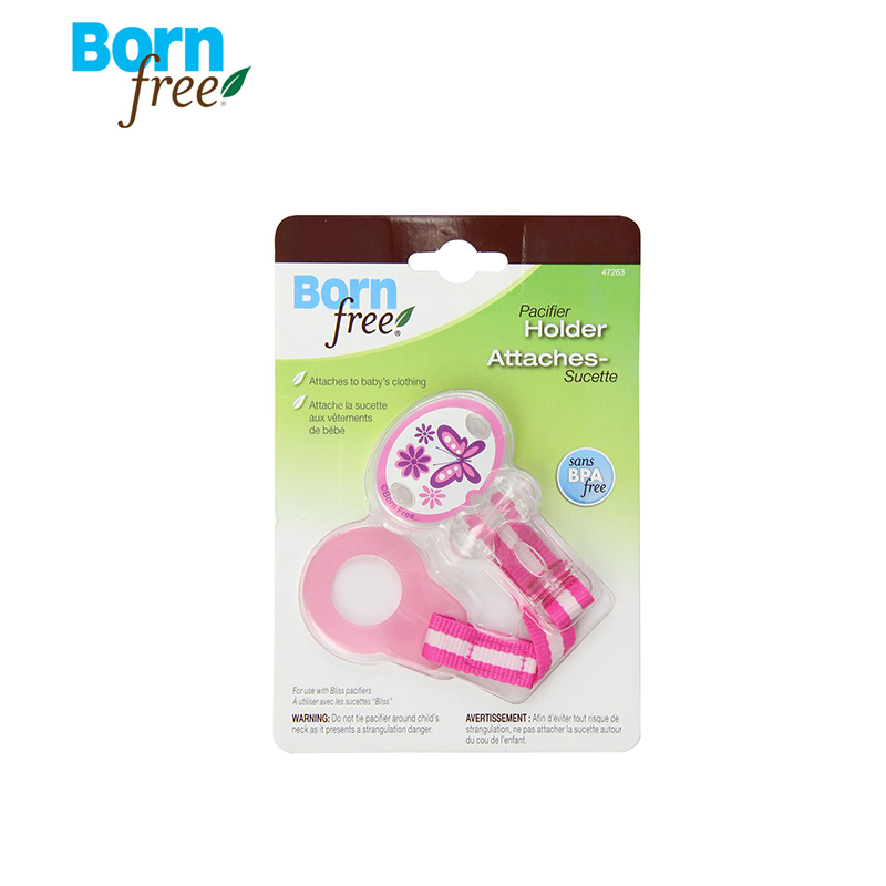 美国Born Free 安抚奶嘴链 牙胶固定夹子 防丢失奶嘴夹 进口正品