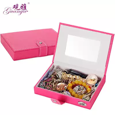 Portable jewelry box Travel Korean jewelry bag Princess small ring ear needle jewelry box Jewelry storage box