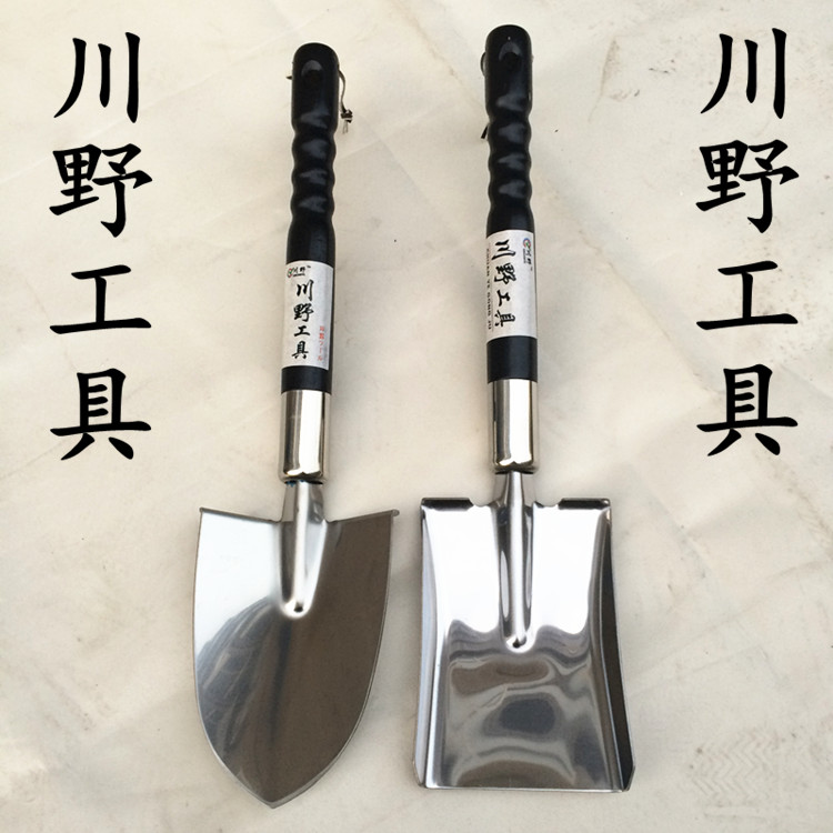 Kawano tool stainless steel wood handle shovel gardening shovel with a pointed square head shovel outdoor shovel shovel shovel