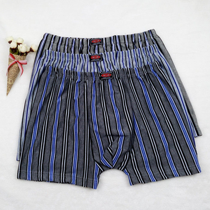 5 packs of high-waisted striped middle-aged and elderly men, flat, old men, big pants, pure cotton, plus fat guys, boxer briefs, shorts