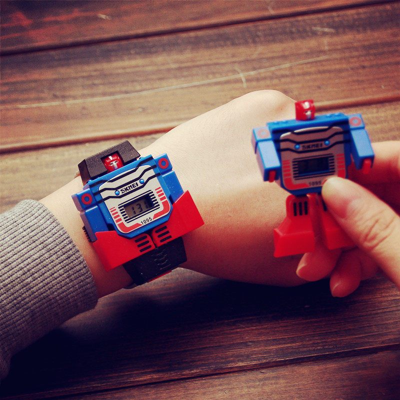 Korean creative personality big boy watch cartoon transformers Bopai robot boy girl student watch
