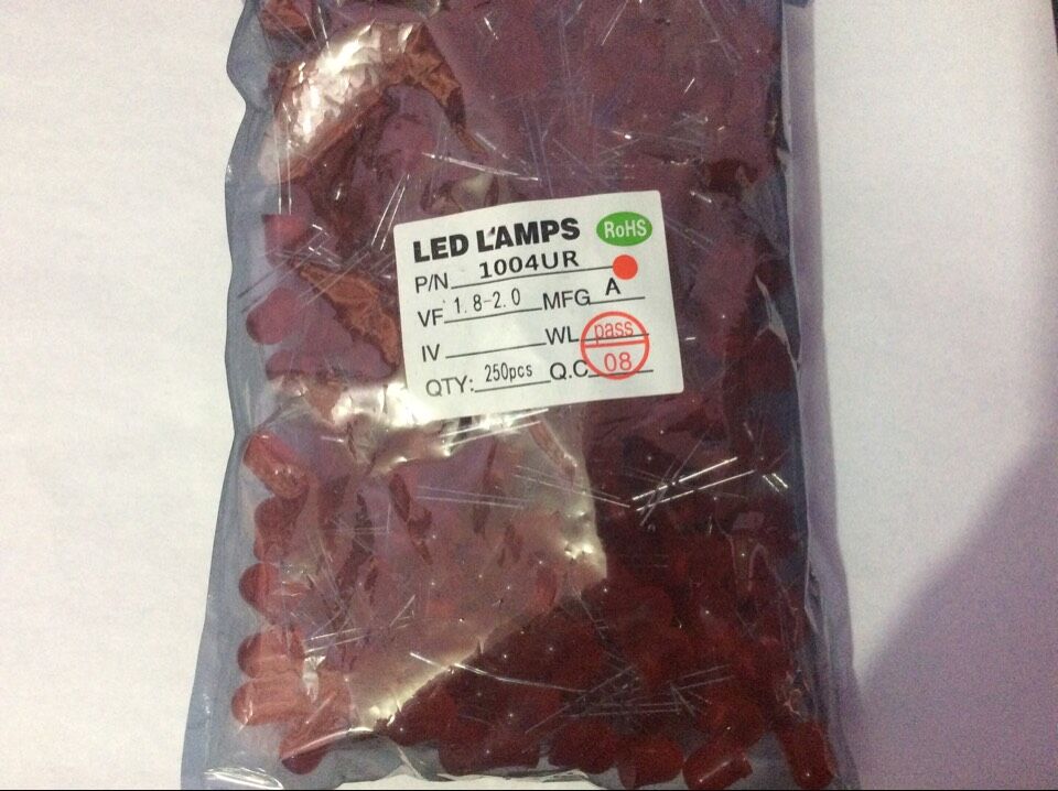 10mm long foot bright red hair red LEDLED light (F10AR4UD21-9A) 250PCS bag