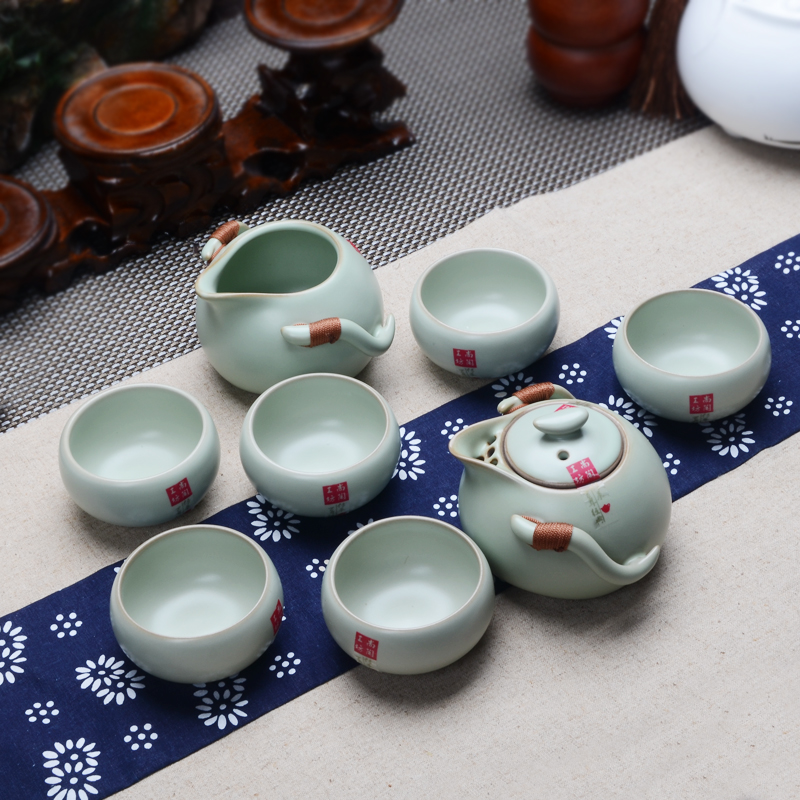 Xiang feng ceramic teapot kung fu tea set suits for your up with cups of tea tea tray accessories sea ice crack