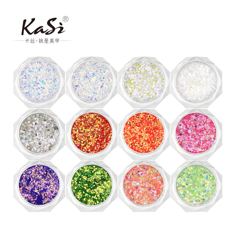 KaSi美甲渐变亮粉片 光疗闪粉镭射粉璀璨粉指甲工具装饰品25-48色