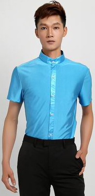 Men's adult Latin dance national standard dance men's practice Musudan dance social dance dancer dance blouses new collar
