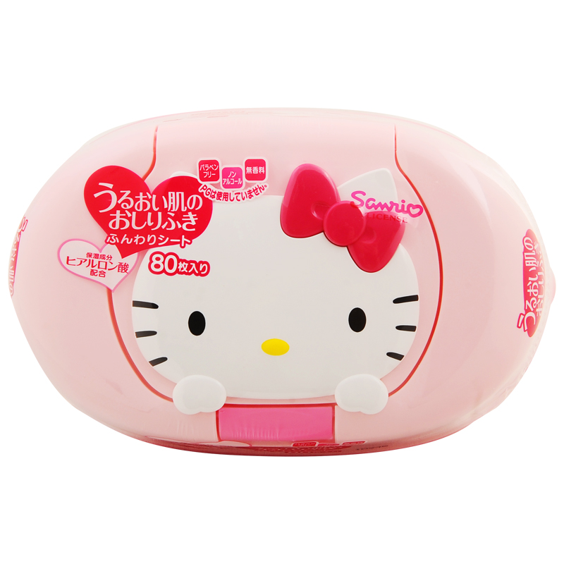 日本原装LEC超润肤hello kitty婴儿湿巾盒装80片*含保湿透明质酸