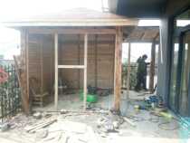 Guangxi outdoor customized antiseptic wood carbonized wood farmhouse scenic farm wooden house pavilion villa solid wood house