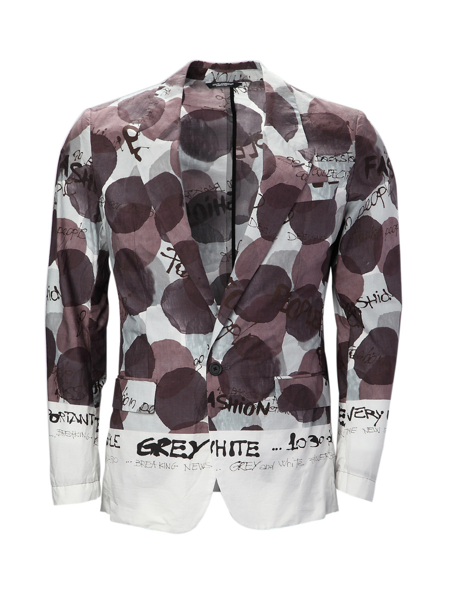 Dolce&Gabbana 棕红色拼白色字母印花西装外套