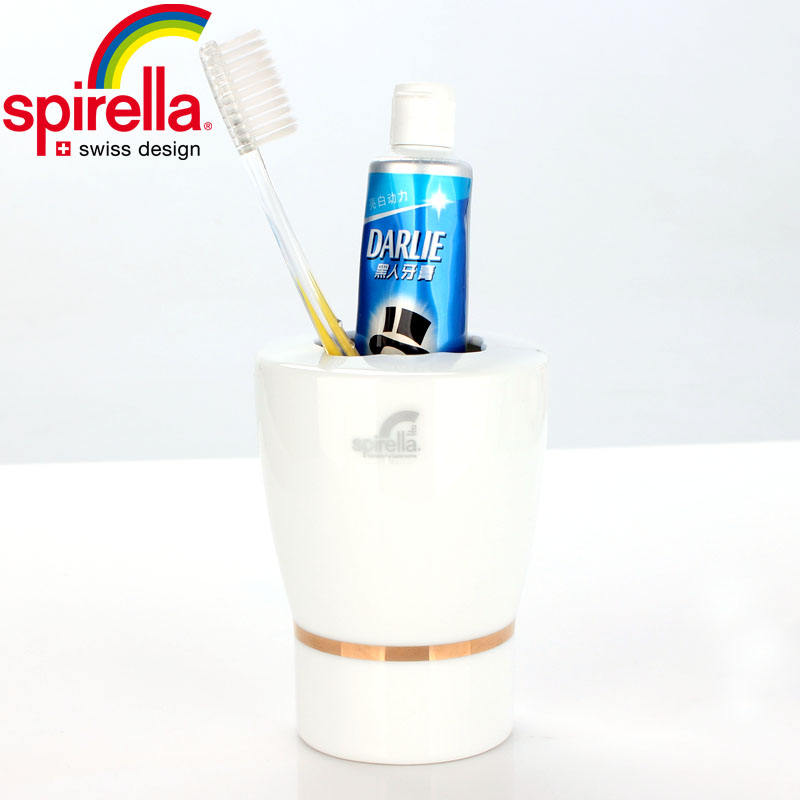 SPIRELLA/silk pury creative suit Swiss ceramics gold stripe ceramic bathroom toothbrush rack European - style mouthwash