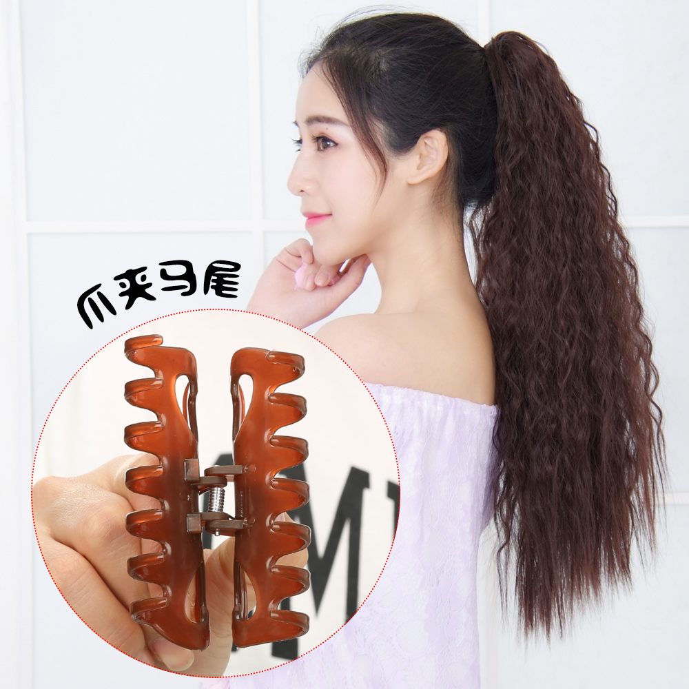 宏发秀假发女长卷发爪夹子式蓬松玉米烫假马尾辫隐形逼真抓夹发片