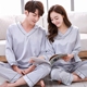 Mùa hè mới băng lụa vài bộ đồ ngủ dài tay phù hợp với mùa xuân và mùa thu mỏng phần nam và nữ lụa kích thước lớn dịch vụ nhà giản dị đồ bộ mặc nhà cao cấp hàn quốc Giống cái