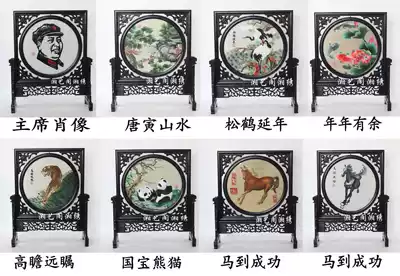 China Hunan embroidery hand embroidery finished double-sided embroidery ornaments souvenir peony rose painting to send foreign guests gift promotion