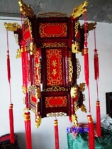 Three layers of high-grade luxury gold wooden hexagonal antique palace lamp solid wood Chinese style solid wood red lantern gate chandelier