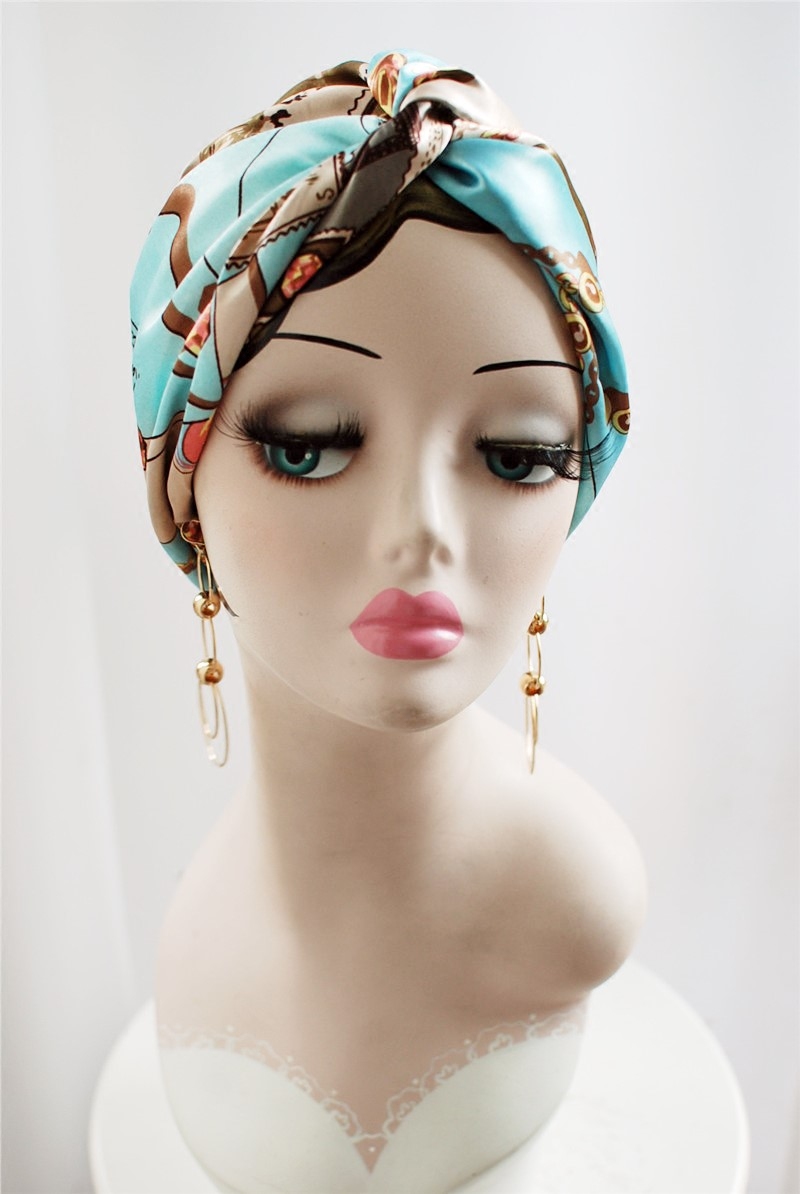 Silk Satin Party Goddess Elegance Baotou Hat Summer Women's Hat Thin headscarf hat