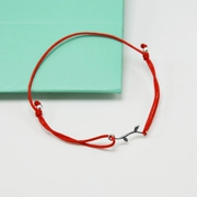 Hàn Quốc mới nhỏ và đáng yêu chi nhánh nhỏ 丫丫 S925 sterling bạc đơn giản tốt dây đỏ vòng chân nam và nữ dây thừng tay màu đen