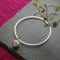 Original Hand woven Colorful Ball 99 Sterling Silver Slender Simple Wild Square Bracelet for Women gift