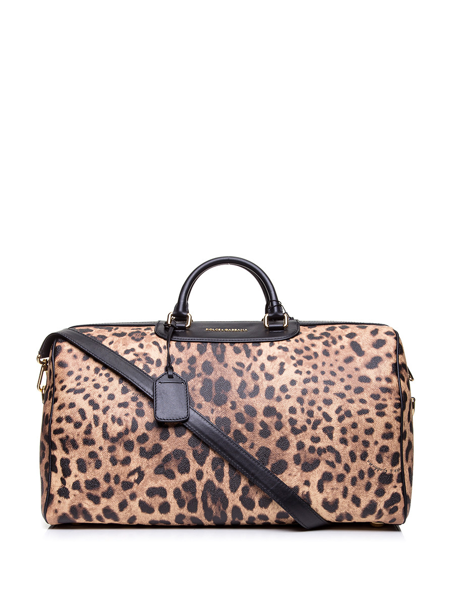 Dolce&Gabbana 豹纹拉链开合箱型手提肩包