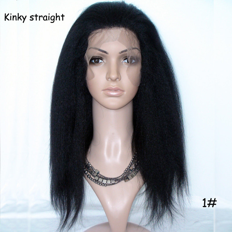 Kinky Straight Lace Frontal Human Hair Wigs live-action wig headgear-Taobao