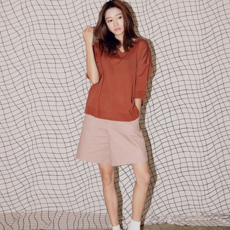 韩国stylenanda官方正品 经典款纯色短裤-粉色