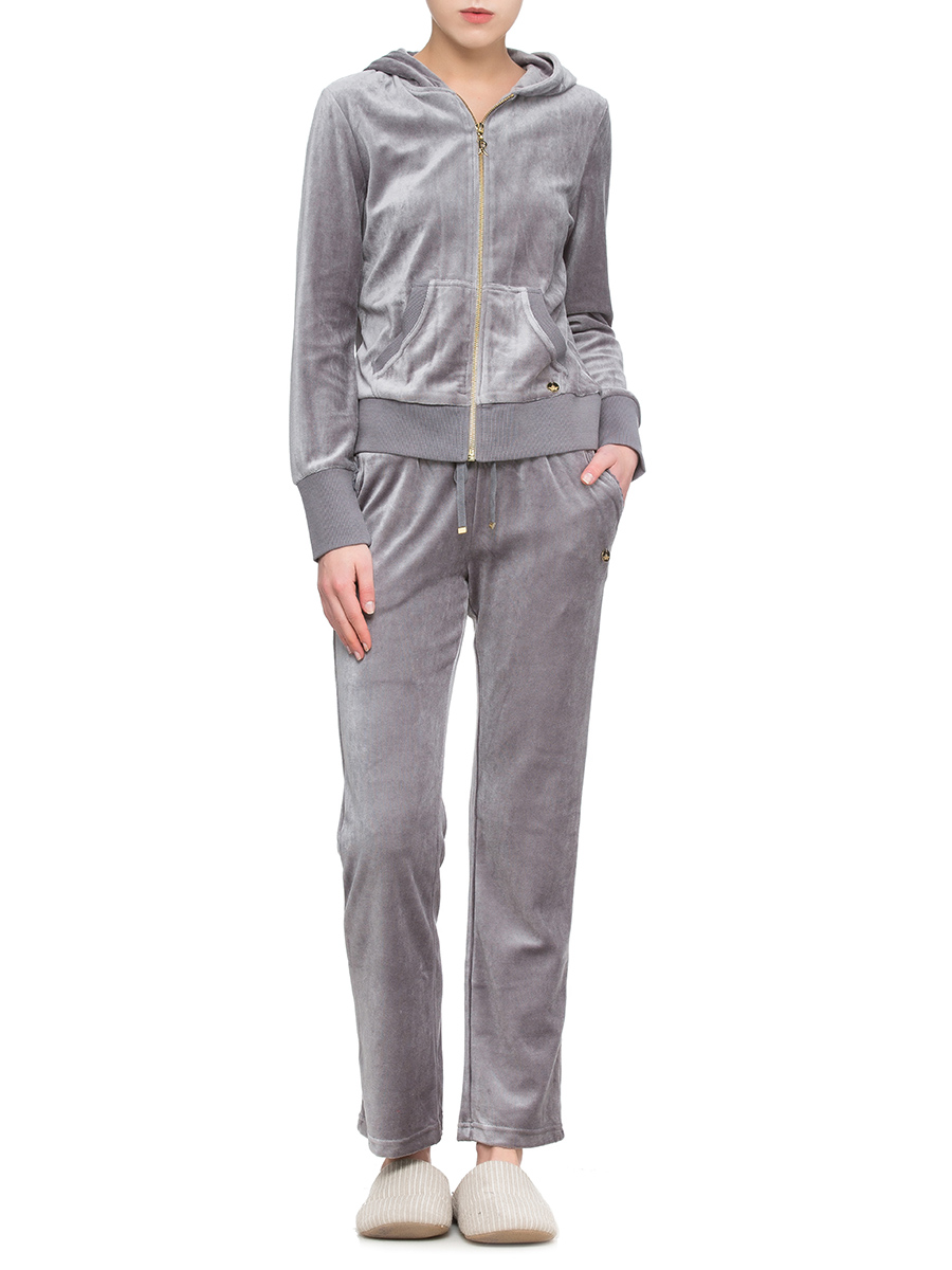 ROYAL VELVET|灰色后幅印花天鹅绒居家卫衣