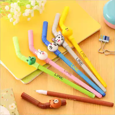 Cute cartoon straw gel pen Doraemon water pen signature pen gel pen gel pen Korean student creative stationery