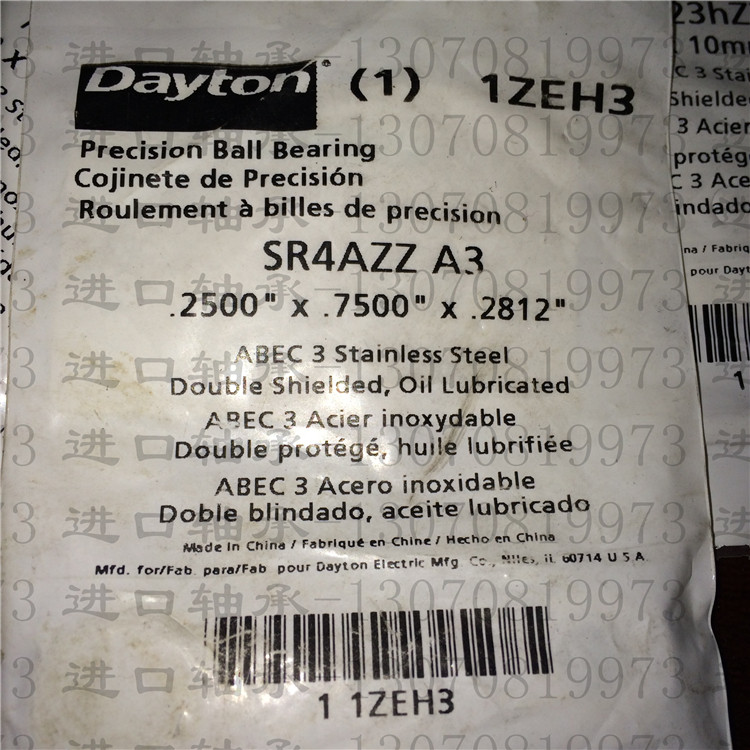 Stainless steel SR4AZZ DAYTON Inch bearing Inner diameter 6 35 Outer diameter 19 05 Height 7 144mm