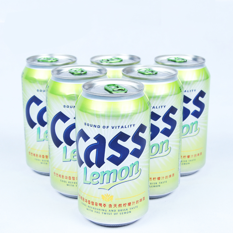 【天猫超市】韩国进口cass凯狮啤酒柠檬味果啤355mlx6听 德国啤酒