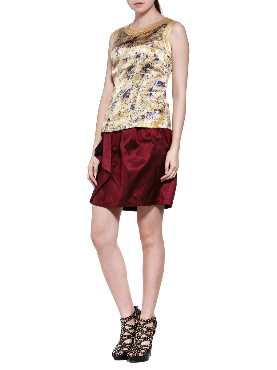 THEOPHILE 金色印花修身无袖上衣