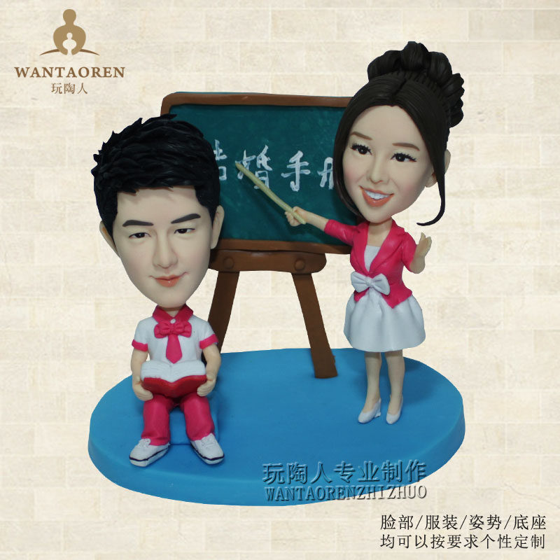 Wedding manual-DIY live clay person clay sculpture pottery doll doll Small wax figure Soft pottery doll doll custom